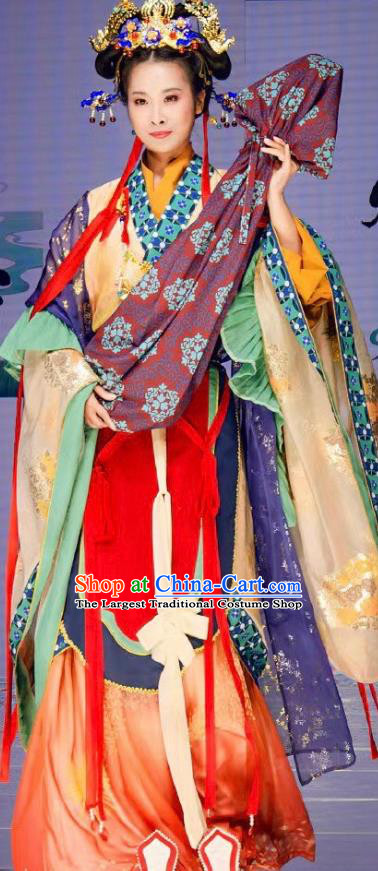 China Tang Dynasty Princess Garment Costumes Traditional Dunhuang Mural Hanfu Dress Ancient Goddess Historical Clothing Complete Set