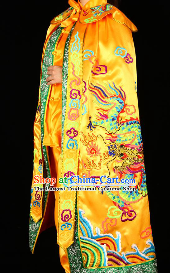 China Sichuan Opera Dragon King Cape Beijing Opera God of Wealth Clothing Traditional Opera Embroidered Yellow Mantle