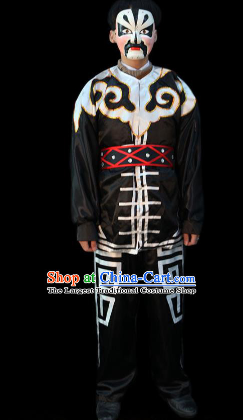 China Cosplay Song Dynasty Water Margin Hero Costumes Beijing Opera Swordsman Clothing Traditional Peking Opera Wusheng Black Outfits