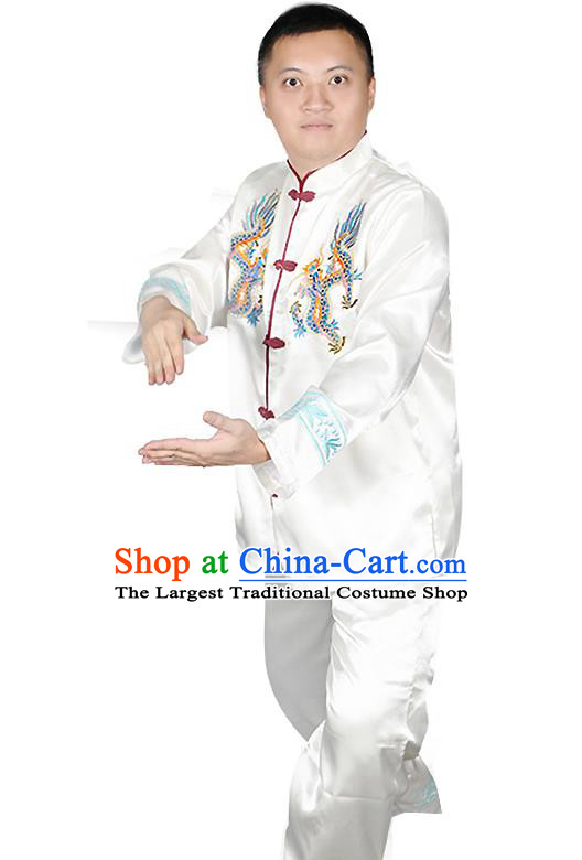 China Traditional Martial Arts White Outfits Wushu Performance Costumes Kung Fu Training Clothing