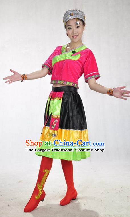 Chinese Yunnan National Minority Dance Dress Miao Nationality Female Performance Garment Costumes Hmong Ethnic Dance Uniforms