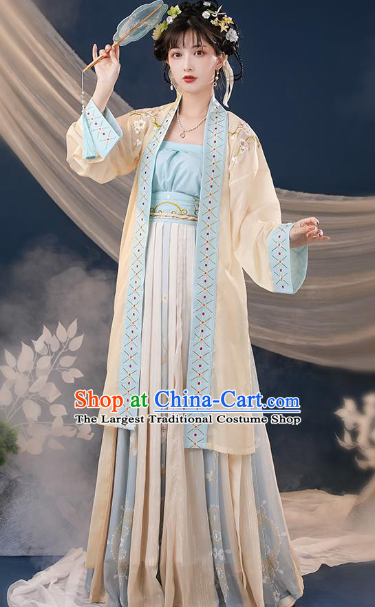 China Traditional Garment Costumes Ancient Young Lady Hanfu Dress Song Dynasty Female Historical Clothing