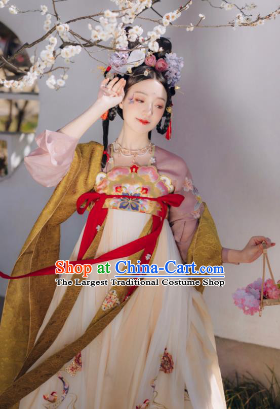 China Ancient Palace Beauty Hanfu Dress Apparels Tang Dynasty Court Lady Garment Costumes Traditional Princess Historical Clothing