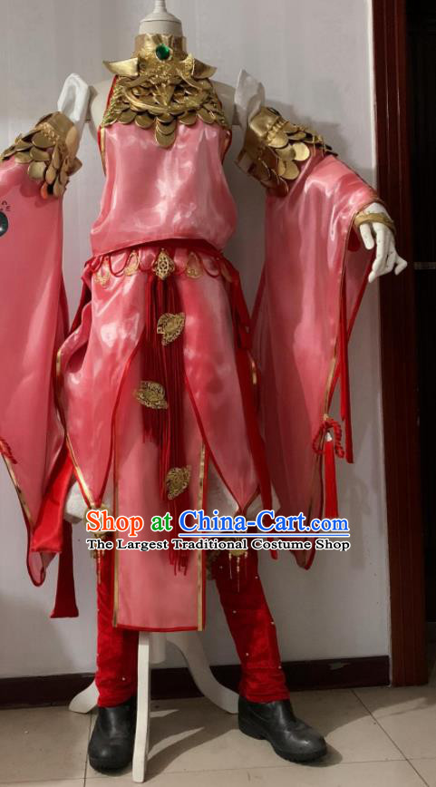 China Traditional Hanfu Chivalrous Male Pink Apparels Cosplay Swordsman Clothing Ancient Young Knight Garment Costumes