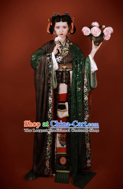 China Southern and Northern Dynasties Palace Lady Garment Costumes Traditional Dunhuang Murals Historical Clothing Ancient Royal Princess Hanfu Dress Apparels