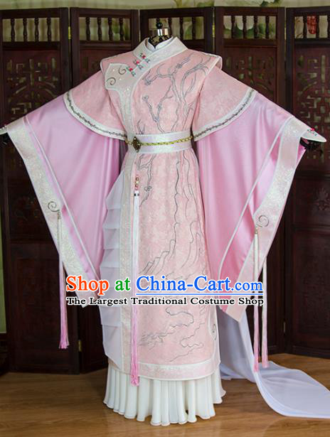 China Cosplay Fairy Princess Garment Costumes Ancient Swordswoman Pink Hanfu Dress Traditional Puppet Show Chu Huarong Clothing