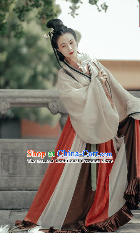 China Traditional Dance Historical Costumes Ancient Palace Princess Garment Clothing Jin Dynasty Young Beauty Hanfu Dress