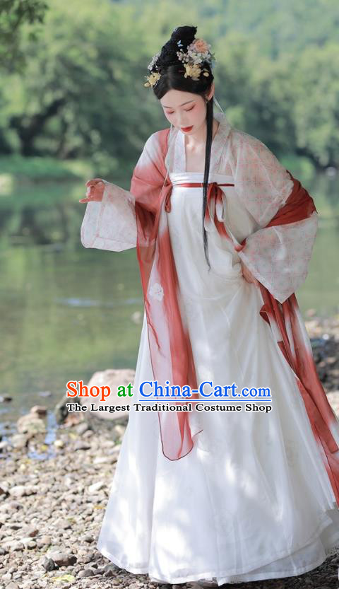 China Traditional Historical Costumes Ancient Palace Lady Garment Clothing Tang Dynasty Young Beauty Hanfu Dress