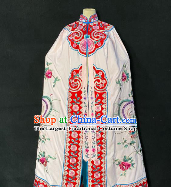 China Ancient Princess Embroidered Mantle Clothing Beijing Opera Hua Tan White Cloak Traditional Opera Imperial Concubine Garment Costume