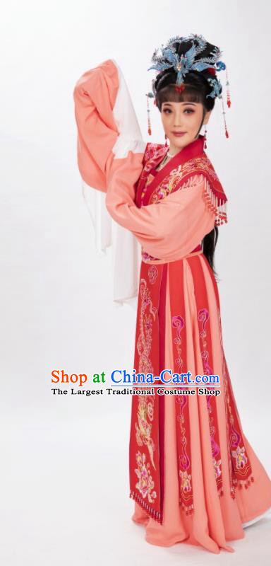 Chinese Ancient Royal Princess Clothing Peking Opera Hua Tan Garment Costumes Traditional Shaoxing Opera Empress Red Dress