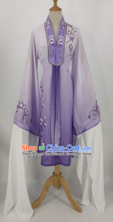 China Shaoxing Opera Actress Violet Water Sleeve Outer Garment Peking Opera Diva Costume Ancient Princess Clothing