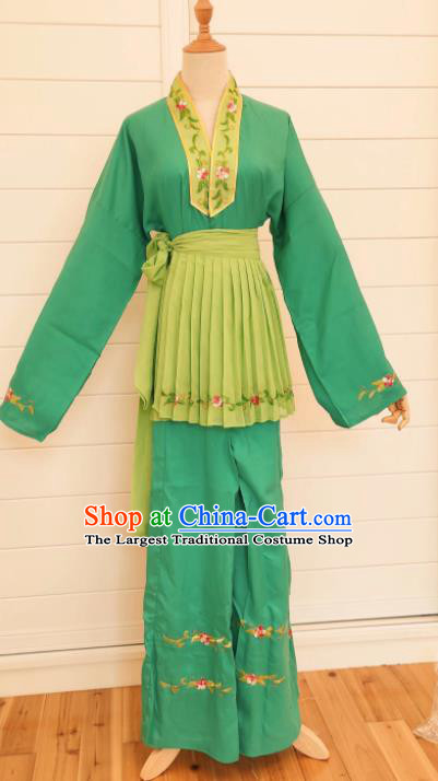 China Peking Opera Maid Costume Ancient Servant Girl Clothing Huangmei Opera Actress Green Dress