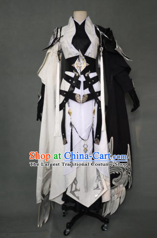 China Cosplay Female Knight Garment Costumes Ancient Swordswoman Clothing Jian Xia Qing Yuan Taoist Nun Dress