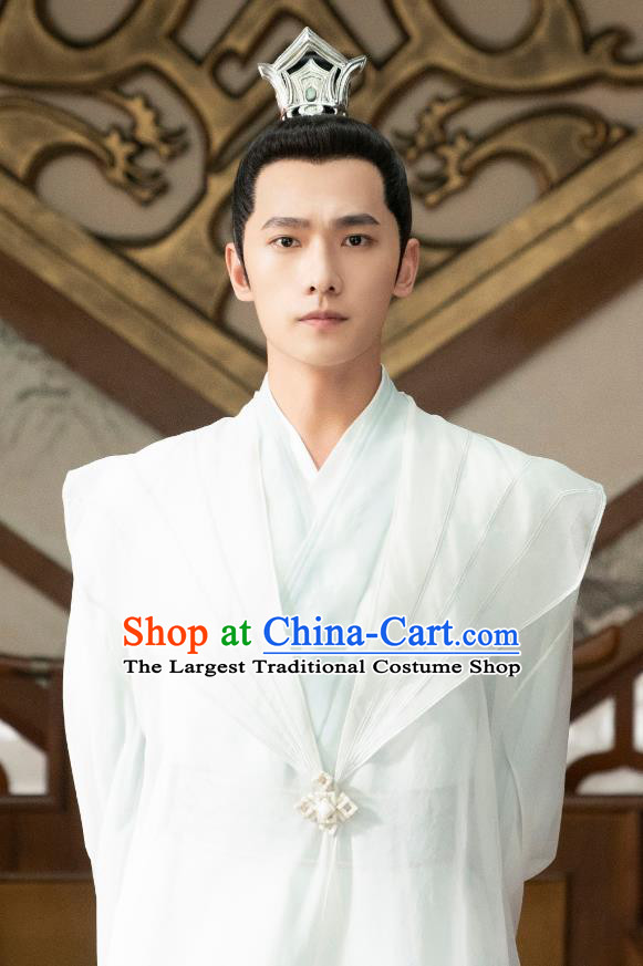 Chinese Ancient Young King White Clothing Wuxia TV Series Qie Shi Tian Xia Prince Feng Lan Xi Garment Costumes