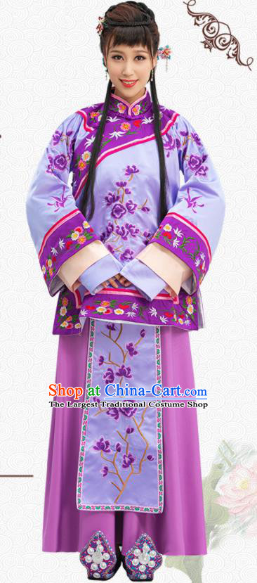 Chinese Traditional Xiuhe Purple Dress Ancient Young Mistress Clothing Late Qing Dynasty Garment Costumes