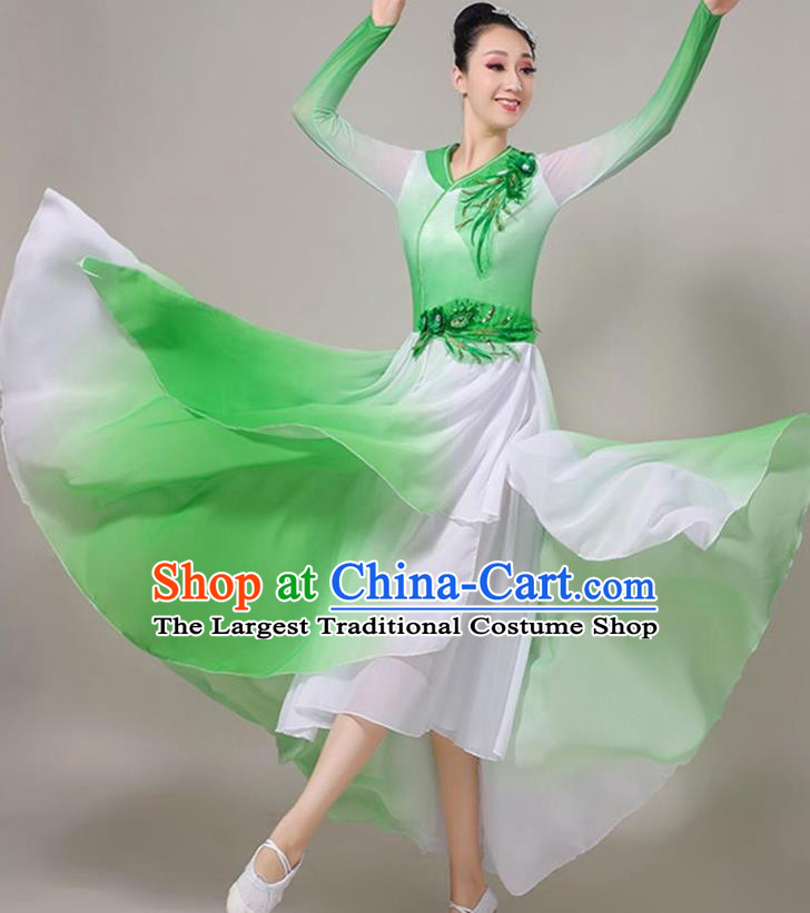 Professional Opening Dance Garment Modern Dance Green Dress Chinese Classical Dance Clothing