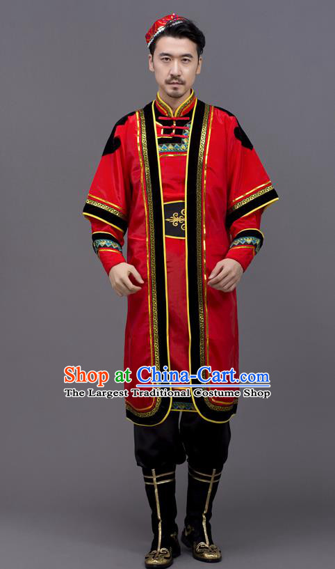 Chinese Ethnic Festival Clothing Uyghur Minority Folk Dance Costume Xinjiang Nationality Red Outfit