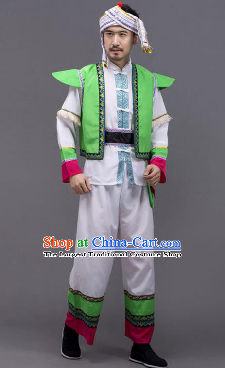 Chinese Bai Minority Folk Dance Costume Yunnan Nationality Outfit Ethnic Male Festival Clothing