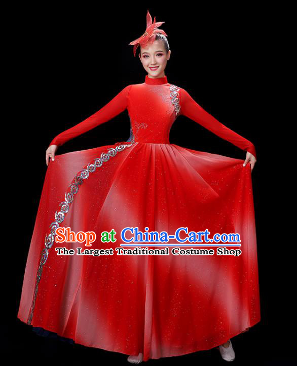 Professional Opening Dance Red Dress Modern Dance Garment Costume Stage Performance Clothing