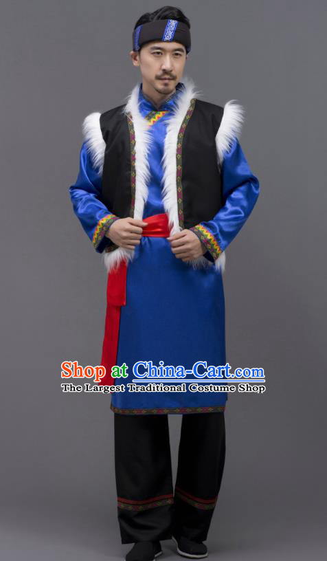 Chinese Yi Nationality Male Outfits Ethnic Costumes Yunnan Minority Folk Dance Clothing