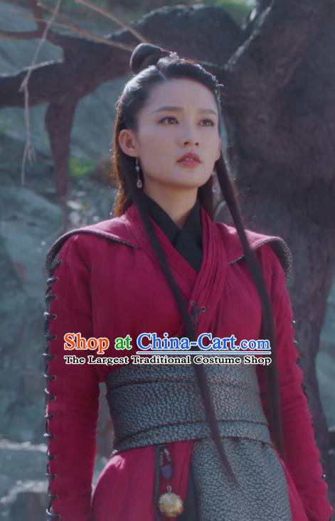 Chinese TV Series The Wolf Ma Zhaixing Costumes Ancient Female General Clothing Traditional Swordswoman Red Dress Garments