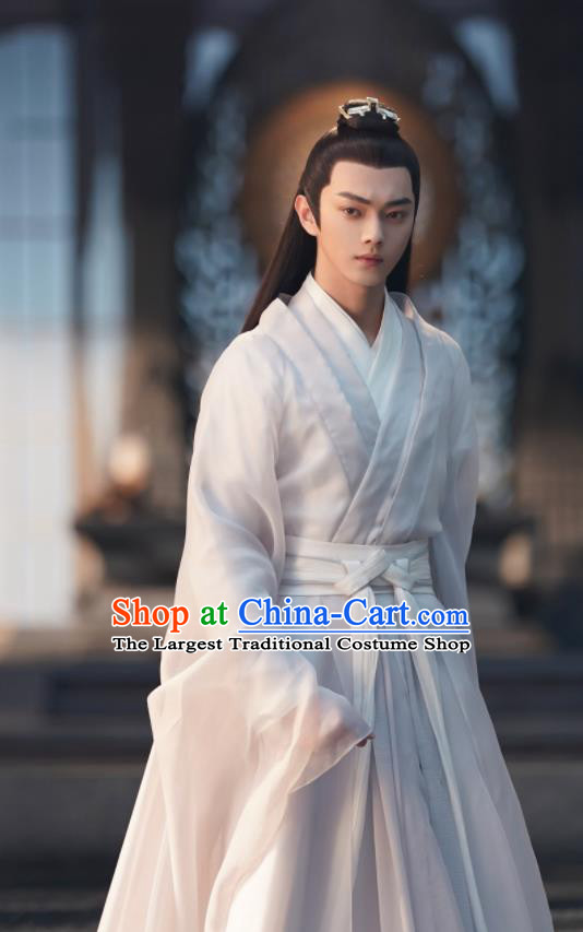 Chinese Xianxia TV Series Ancient Love Poetry Bai Jue Costumes Ancient Immortal Clothing Traditional Taoist Priest White Dress Garments