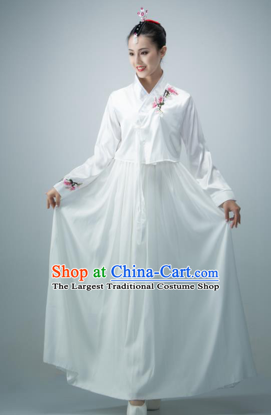 Chinese Women Group Dance White Dress Classical Dance Clothing Korean Nationality Stage Performance Costume