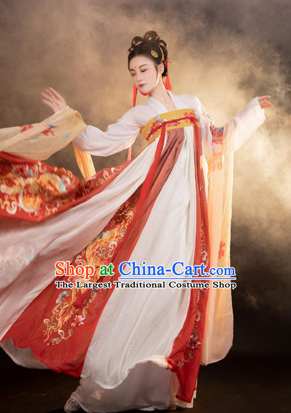 China Ancient Palace Princess Dress Traditional Embroidered Hanfu Clothing Tang Dynasty Noble Woman Garment Costumes