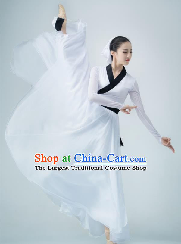 Chinese Swordsman Dance White Dress Dance Competition Clothing Classical Dance Costume