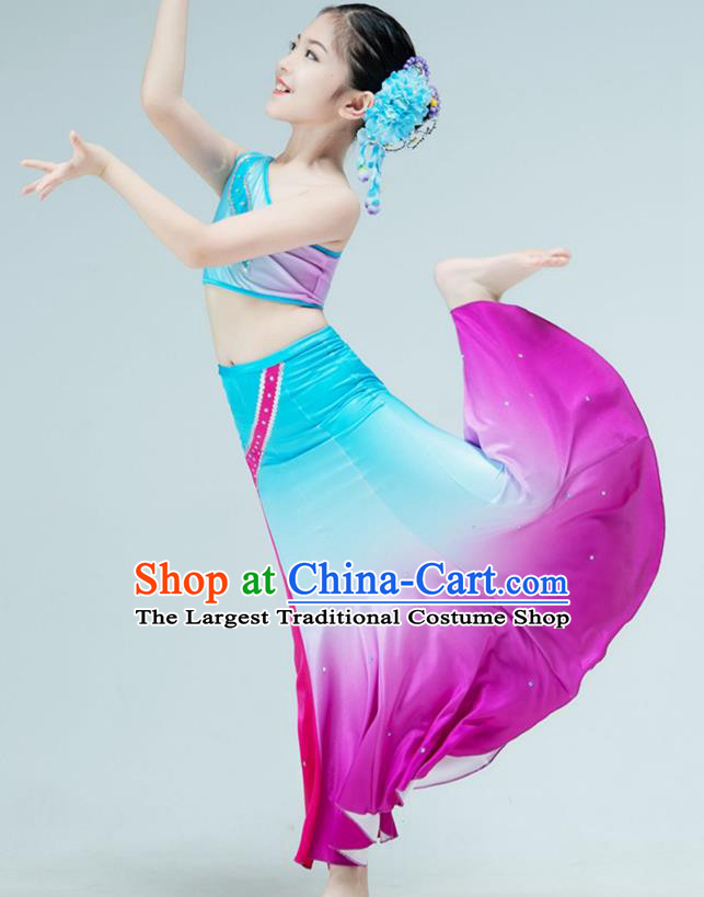 Chinese Classical Dance Clothing Stage Performance Costume Children Peacock Dance Dress Dai Nationality Dance Garment