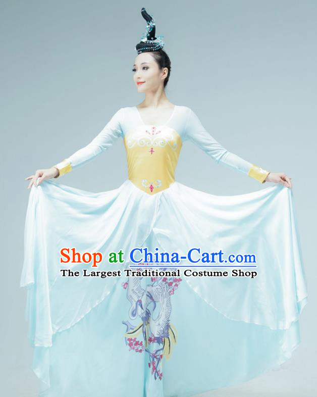 Chinese Han Tang Dance Clothing Stage Performance Costume Classical Dance Light Blue Dress Women Group Dance Garment