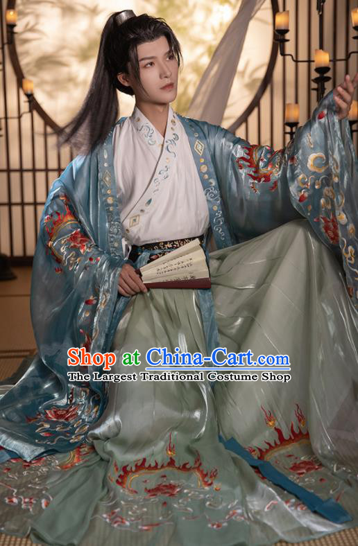 Chinese Traditional Hanfu Garments Ancient Noble Childe Clothing Jin Dynasty Swordsman Costumes