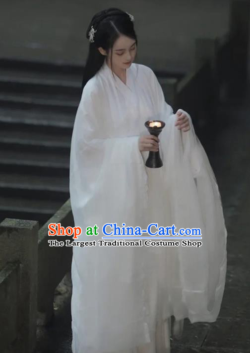 Chinese Ancient Palace Princess Garment Costumes Traditional White Hanfu Dress Southern and Northern Dynasties Clothing