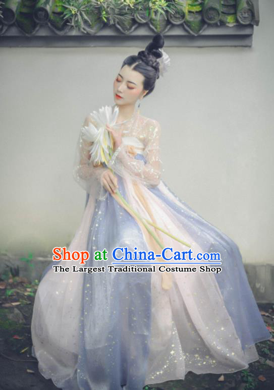 Chinese Ancient Fairy Dress Tang Dynasty Young Women Garment Costumes Traditional Hanfu Clothing