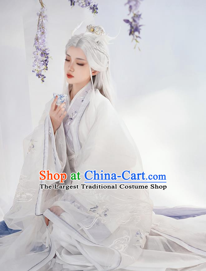 Chinese Song Dynasty Court Princess Costumes Traditional Hanfu Dress Ancient Goddess White Clothing