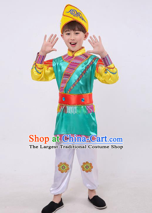 Chinese Ewenki Nationality Dance Outfit Ethnic Boy Folk Dance Costume Heilongjiang Province Stage Performance Clothing