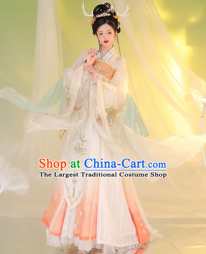 Chinese Ancient Royal Princess Garments Traditional Hanfu Dress Clothing Tang Dynasty Embroidery Historical Costumes