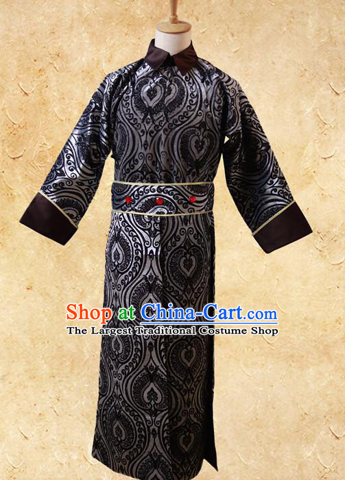 Chinese Traditional Mandarin Garments Qing Dynasty Prince Clothing Ancient Noble Duke Brown Costumes