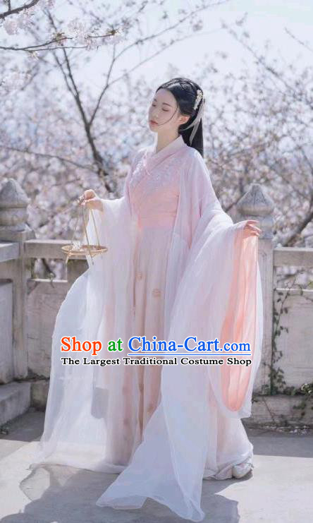 Chinese Ancient Flower Fairy Pink Dress Clothing Xianxia TV Series Goddess Jin Mi Garment Costumes