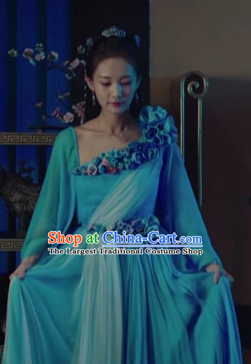 Chinese Ancient Swordswoman Green Dress TV Series Bloody Romance Wan Mei Garment Costumes