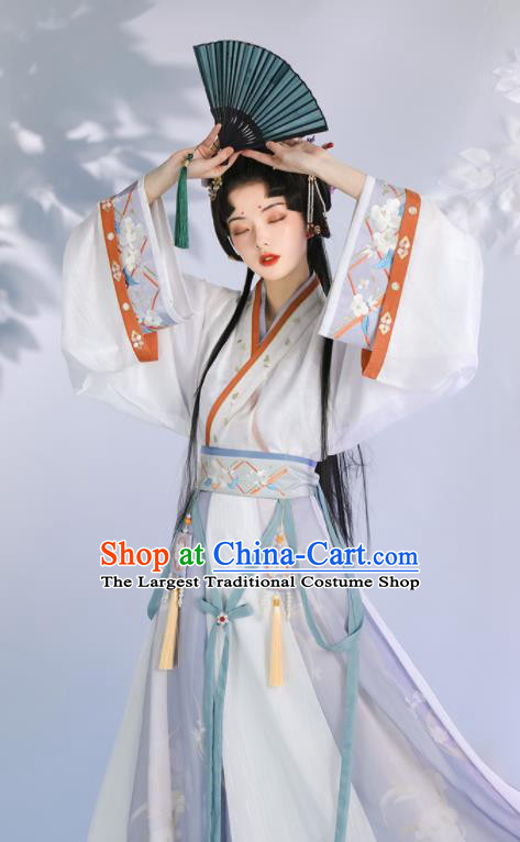 Chinese Traditional Embroidered Hanfu Dress Jin Dynasty Garment Costumes Ancient Palace Princess Clothing