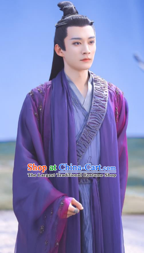 Chinese TV Series Ancient Love Poetry Tian Qi Purple Outfit Ancient Swordsman Garment Costume Heaven Immortal Clothing