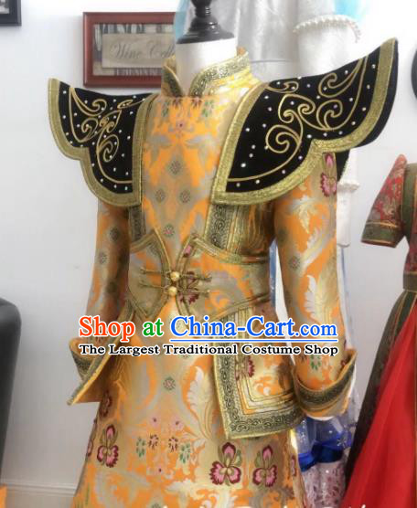 Chinese Traditional Ethnic Children Costume Mongol Nationality Folk Dance Dress Mongolian Festival Garment