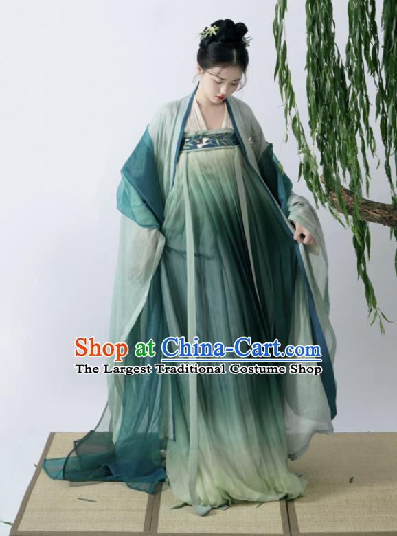 Chinese Traditional Green Hanfu Dress Tang Dynasty Young Lady Costumes Ancient Princess Clothing