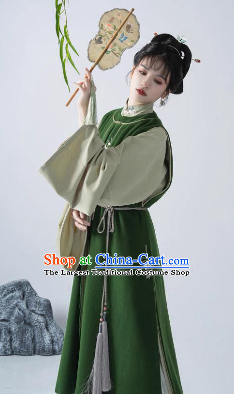 China Ming Dynasty Replica Costumes Young Woman Hanfu Traditional Fashion Ancient Noble Mistress Outfit