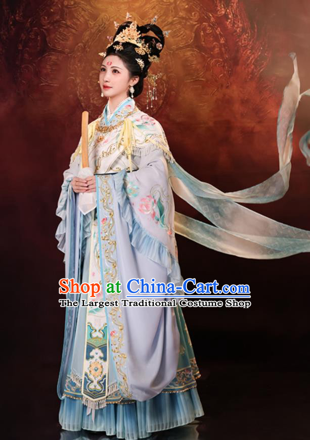 China Ancient Southern and Northern Dynasties Empress Costumes Traditional Female Hanfu Dunhuang Mural Goddess Dress