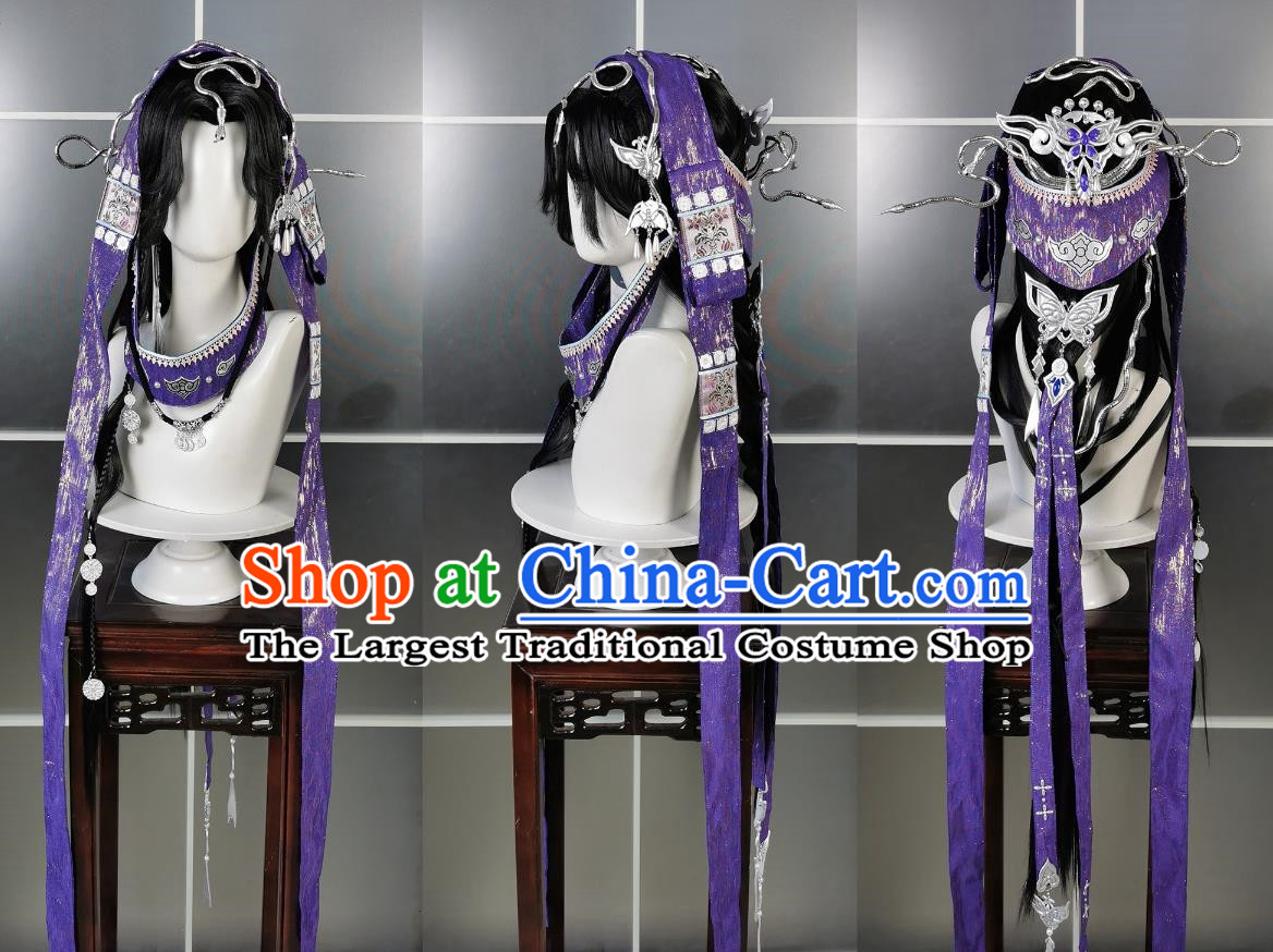 Five Poisons Adult Girl Cheng Ji Poison Sister Wig and Headdress Jianwang 3 Jian San Cosplay Headpiece