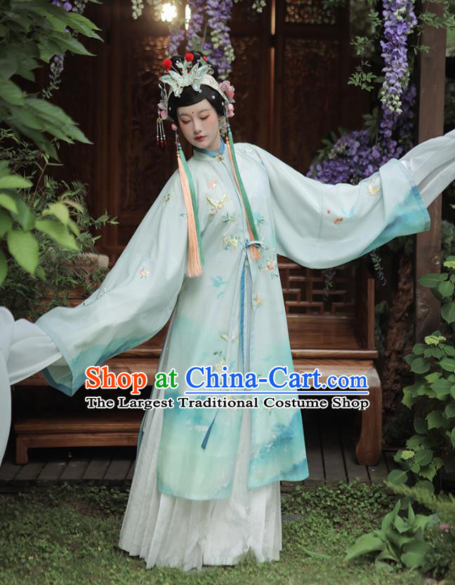 China Ancient Ming Dynasty Court Woman Costume Traditional Shaoxing Opera Water Sleeve Hanfu Dresses