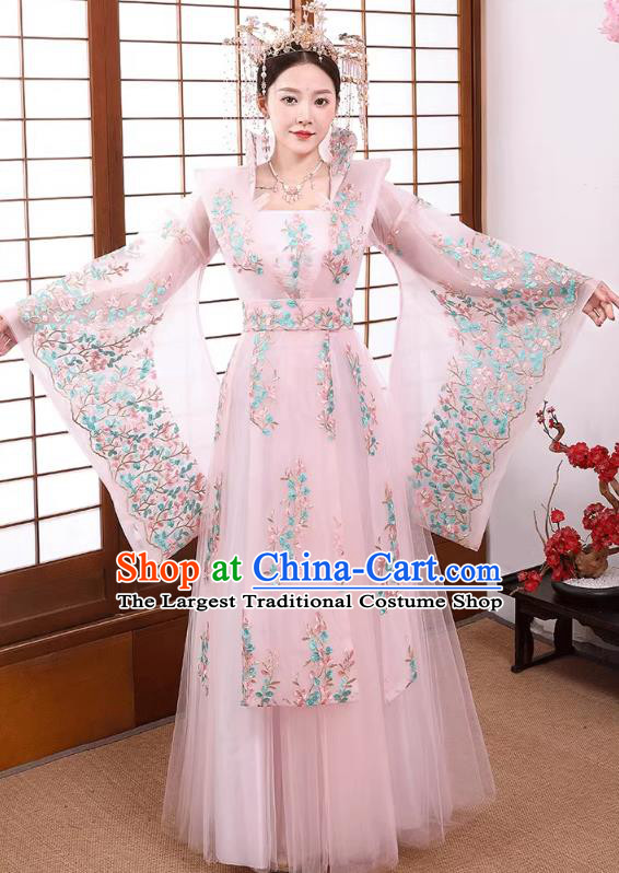 China Ancient Imperial Consort Costume Tang Dynasty Empress Clothing Pink Hanfu Dress