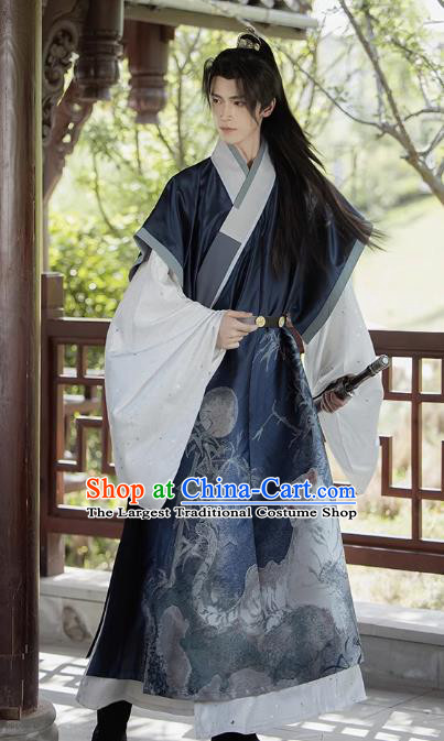 China Ming Dynasty Young Childe Historical Costumes Ancient Swordsman Hanfu Outfit